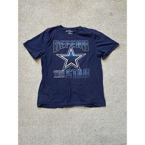 NFL Dallas Cowboys T Shirt Adult L Blue Defend The Star Authentic Mens Casual